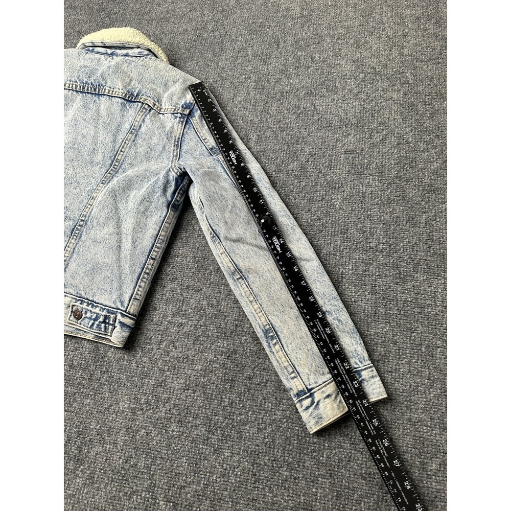 Womens Sherpa Lined Levi's Premium Denim Trucker Jacket Blue, Size S - Picture 9 of 11